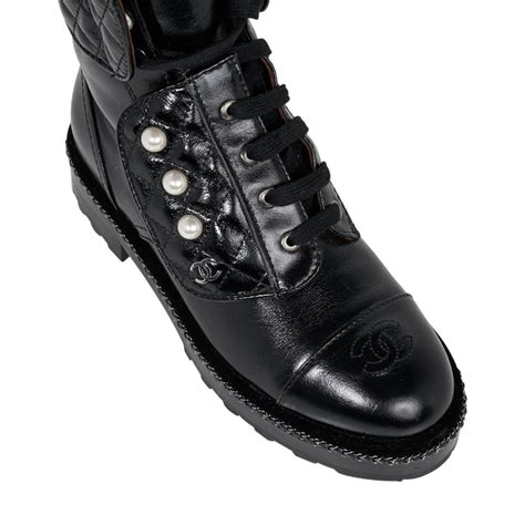 pearls chanel boots knee|Combat boots .